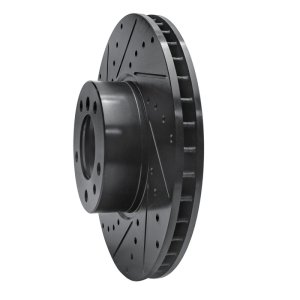 BMW 740I Brake Rotor (1) - Front Left - R1 Concepts - Drilled & Slotted - Black - `91-`01